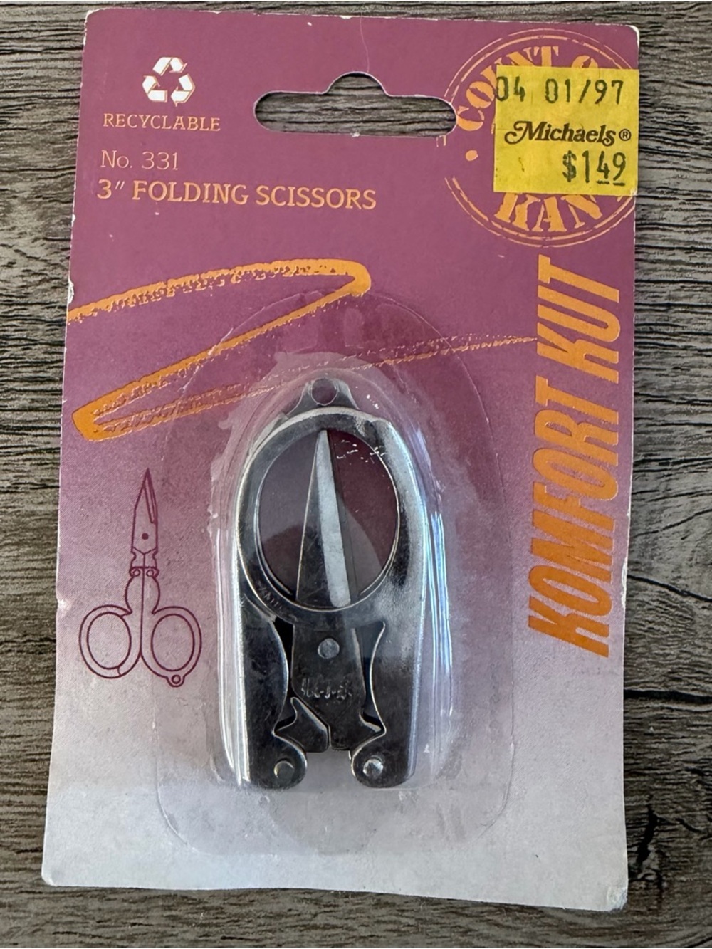 Vintage‎ Folding Scissors Travel Pocket Komfort Kut Size 3 inch long Sharp NEW